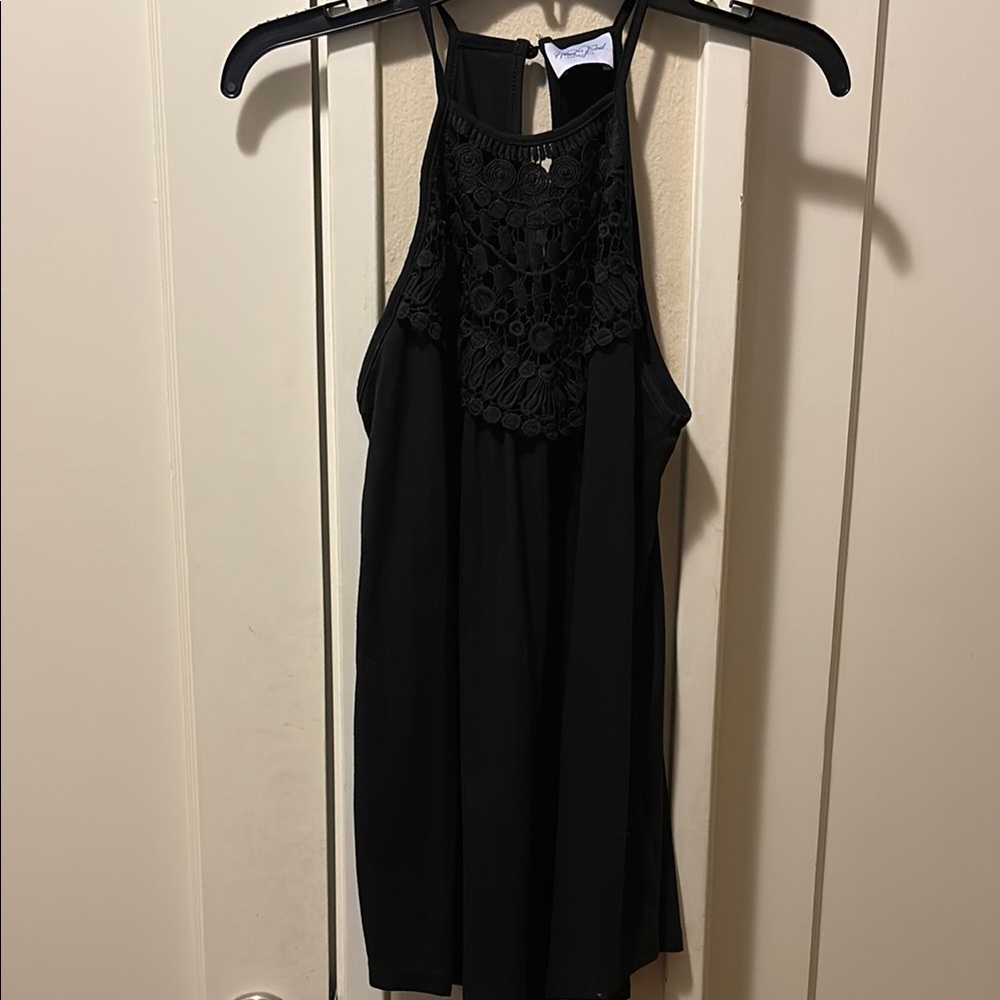 Black Sleeveless Crochet Top